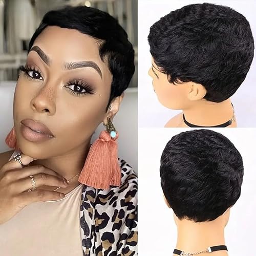 Für Frauen, kurze lockige, schwarze Pixie Perücke, 6 Zoll kurze, lockige Pixie Perücke, komplett maschinell gefertigte Pixie Perücke, hitzebeständige Perücke, tägliche Party Cosplay Nutzung. Für Frauen, kurze lockige, schwarze Pixie Perücke, 6 Zoll kurze, lockige Pixie Perücke, komplett maschinell gefertigte Pixie Perücke, hitzebeständige Perücke, tägliche Party Cosplay Nutzung. von WCOCXR