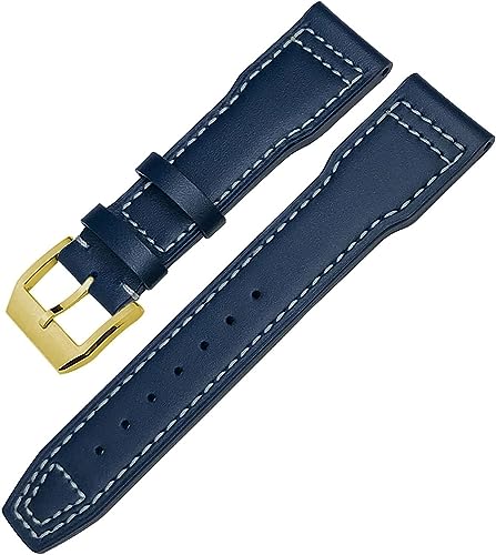 WCQSYY Echtes Rindsleder-Armband für IWC Mark XVIII Le Petit Prince Pilotenuhrenarmband 20 mm 21 mm 22 mm(Color:Blue white gold,Size:20mm) von WCQSYY
