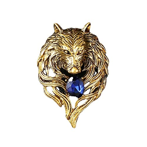 Retro Löwe Tier Pin Brosche für Männer Frauen Punk Buck Anzug Krawatte Revers Pin Cool Tier Stier Adler Löwe Wolf Halfter Brosche Sicherheitsnadel Weihnachtsgeschenke, Silber, Stahl, Unbekannt von WCRAZYE