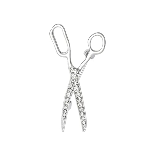 Schere und Kamm Brosche Haarstylist Brosche Pin für Damen Herren Strass Friseur Schere Brosche Pin, Medium, Metall, Zirkonia von WCRAZYE