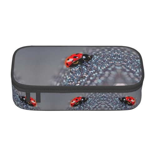 WCXTHGFA Federmäppchen mit Marienkäfer-Muster, unendlicher gesprenkelter Druck, stilvolles Federmäppchen, großes Fassungsvermögen, ideal für Reisen oder den täglichen Gebrauch, Schwarz , Einheitsgröße von WCXTHGFA