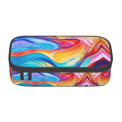 WCXTHGFA Federmäppchen mit buntem Linien-Kunstdruck, großes Fassungsvermögen, ideal für Reisen oder den täglichen Gebrauch, Schwarz , Einheitsgröße, Kosmetiktasche von WCXTHGFA