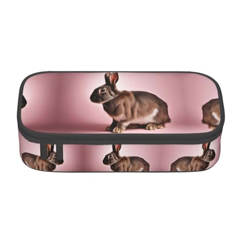 WCXTHGFA Federmäppchen mit niedlichem Kaninchen-Aufdruck, großes Fassungsvermögen, ideal für Reisen oder den täglichen Gebrauch, Schwarz , Einheitsgröße, Kosmetiktasche von WCXTHGFA