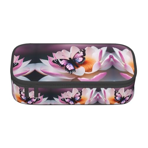 WCXTHGFA Federmäppchen mit rotem Schmetterlings-Aufdruck, großes Fassungsvermögen, ideal für Reisen oder den täglichen Gebrauch, Schwarz , Einheitsgröße, Kosmetiktasche von WCXTHGFA
