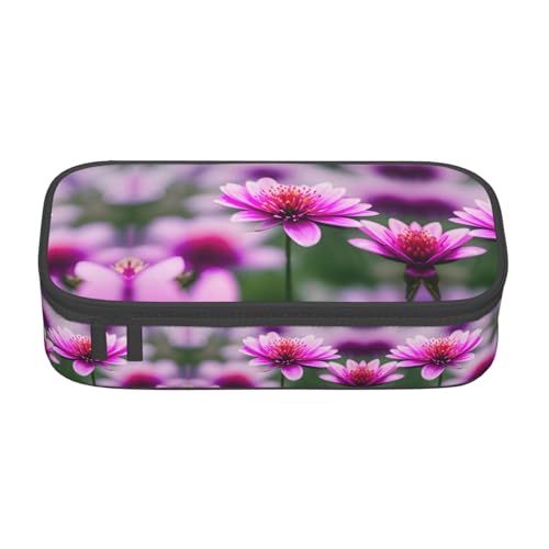 WCXTHGFA Federmäppchen mit roter Blume, violetter Schmetterling, 1 Druck, großes Fassungsvermögen, ideal für Reisen oder den täglichen Gebrauch, Schwarz , Einheitsgröße, Kosmetiktasche von WCXTHGFA