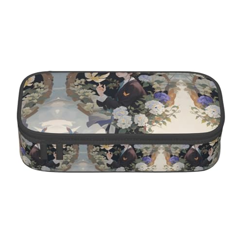 WCXTHGFA Gardenia Multifunktionales Federmäppchen mit Blumenmotiv und Vögeln, ästhetisches Federmäppchen, Organizer, Federmäppchen, Bürogebrauch, Schwarz , Einheitsgröße, Schlüsseletui von WCXTHGFA