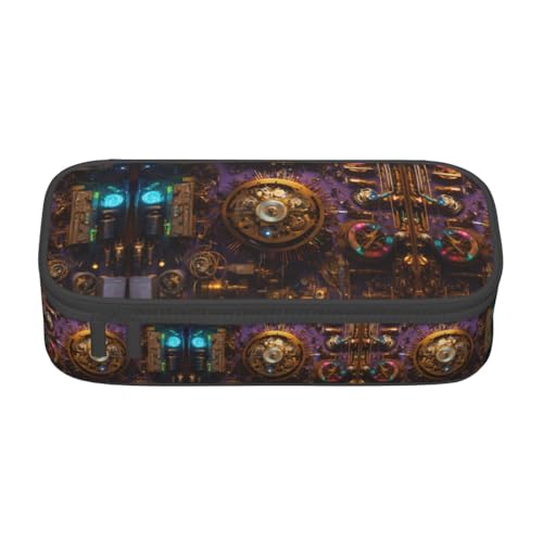 WCXTHGFA Gears Clock Multifunktionales Federmäppchen, Motiv: Bronze, Jahrhundertdruck, ästhetisches Federmäppchen, Organizer, Federmäppchen, Bürogebrauch, Schwarz , Einheitsgröße, Schlüsseletui von WCXTHGFA