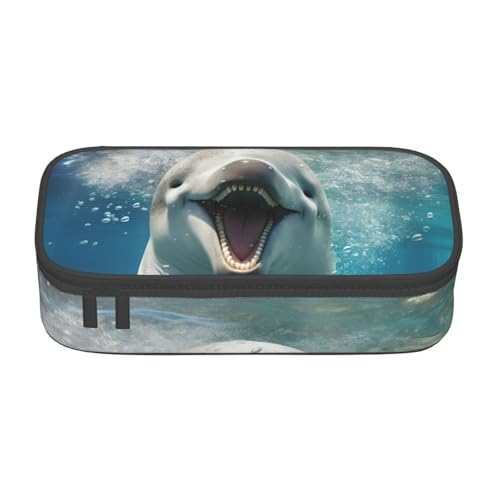 WCXTHGFA Lustiges Federmäppchen mit Delfin-Druck, multifunktionales Federmäppchen, ästhetisches Federmäppchen, Organizer, Federmäppchen, Bürogebrauch, Schwarz , Einheitsgröße, Schlüsseletui von WCXTHGFA