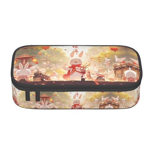 WCXTHGFA Lustiges Federmäppchen mit Osterhasen-Druck, großes Fassungsvermögen, ideal für Reisen oder den täglichen Gebrauch, Schwarz , Einheitsgröße, Kosmetiktasche von WCXTHGFA