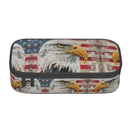 WCXTHGFA Multifunktionales Federmäppchen, Motiv: Patriotischer Adler, ästhetisches Federmäppchen, Organizer, Federmäppchen, Bürogebrauch, Schwarz , Einheitsgröße, Schlüsseletui von WCXTHGFA