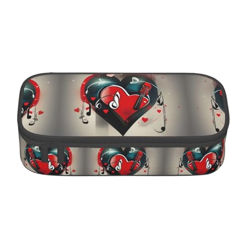 WCXTHGFA Multifunktionales Federmäppchen mit Aufdruck "Treble Love and Music", ästhetisches Federmäppchen, Organizer, Federmäppchen, Bürogebrauch, Schwarz , Einheitsgröße, Schlüsseletui von WCXTHGFA