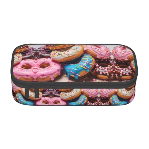 WCXTHGFA Multifunktionales Federmäppchen mit Donuts-Aufdruck, ästhetisches Federmäppchen, Organizer, Federmäppchen, Bürogebrauch, Schwarz , Einheitsgröße, Schlüsseletui von WCXTHGFA