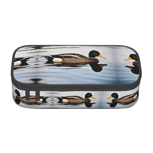 WCXTHGFA Multifunktionales Federmäppchen mit Entenmuster, ästhetisches Federmäppchen, Organizer, Federmäppchen, Bürogebrauch, Schwarz , Einheitsgröße, Schlüsseletui von WCXTHGFA