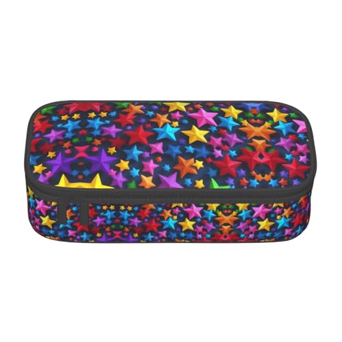 WCXTHGFA Multifunktionales Federmäppchen mit Farbstern-Aufdruck, ästhetisches Federmäppchen, Organizer, Federmäppchen, Bürogebrauch, Schwarz , Einheitsgröße, Schlüsseletui von WCXTHGFA