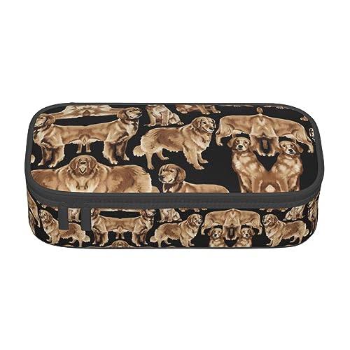 WCXTHGFA Multifunktionales Federmäppchen mit Golden Retriever-Aufdruck, ästhetisches Federmäppchen, Organizer, Federmäppchen, Bürogebrauch, Schwarz , Einheitsgröße, Schlüsseletui von WCXTHGFA