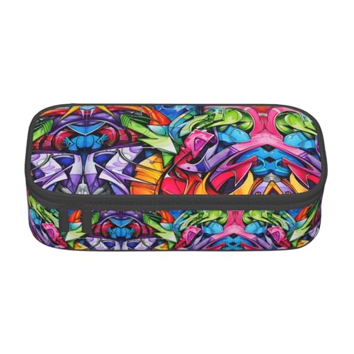 WCXTHGFA Multifunktionales Federmäppchen mit Graffiti-Zeichnung, ästhetisches Federmäppchen, Organizer, Federmäppchen, Bürogebrauch, Schwarz , Einheitsgröße, Schlüsseletui von WCXTHGFA