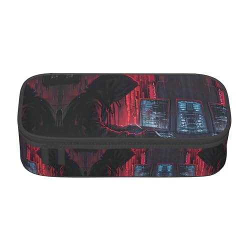 WCXTHGFA Multifunktionales Federmäppchen mit Hacker-Angriffsdruck, ästhetisches Federmäppchen, Organizer, Federmäppchen, Bürogebrauch, Schwarz , Einheitsgröße, Schlüsseletui von WCXTHGFA