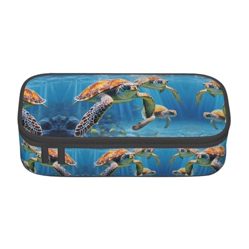 WCXTHGFA Multifunktionales Federmäppchen mit Meeresschildkrötenmuster, ästhetisches Federmäppchen, Organizer, Federmäppchen, Bürogebrauch, Schwarz , Einheitsgröße, Schlüsseletui von WCXTHGFA