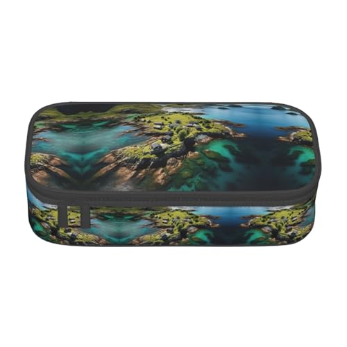 WCXTHGFA Multifunktionales Federmäppchen mit Norwegen-Inseln, ästhetisches Federmäppchen, Organizer, Federmäppchen, Bürogebrauch, Schwarz , Einheitsgröße, Schlüsseletui von WCXTHGFA