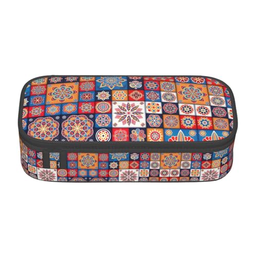 WCXTHGFA Multifunktionales Federmäppchen mit Retro-Flowwer-Druck, ästhetisches Federmäppchen, Organizer, Federmäppchen, Bürogebrauch, Schwarz , Einheitsgröße, Schlüsseletui von WCXTHGFA