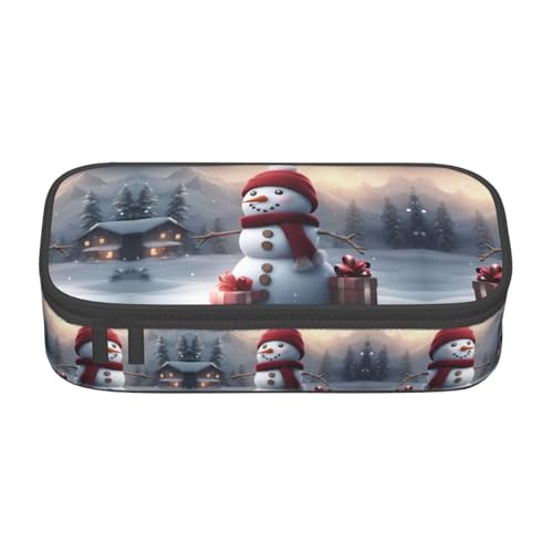 WCXTHGFA Multifunktionales Federmäppchen mit Schneemann-Motiv "Merry Christmas", ästhetisches Federmäppchen, Organizer, Federmäppchen, Bürogebrauch, Schwarz , Einheitsgröße, Schlüsseletui von WCXTHGFA