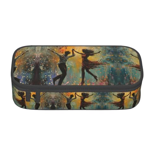 WCXTHGFA Multifunktionales Federmäppchen mit Tanz mit Musikdruck, ästhetisches Federmäppchen, Organizer, Federmäppchen, Bürogebrauch, Schwarz , Einheitsgröße, Schlüsseletui von WCXTHGFA