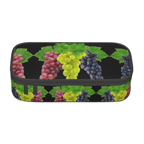 WCXTHGFA Multifunktionales Federmäppchen mit Traubendruck, ästhetisches Federmäppchen, Organizer, Federmäppchen, Bürogebrauch, Schwarz , Einheitsgröße, Schlüsseletui von WCXTHGFA