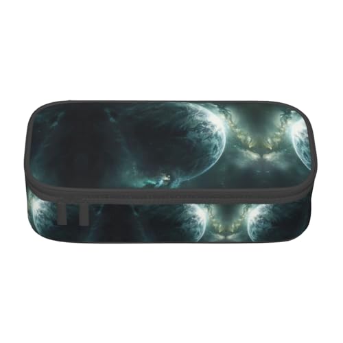 WCXTHGFA Multifunktionales Federmäppchen mit Universum-Planeten-Druck, ästhetisches Federmäppchen, Organizer, Federmäppchen, Bürogebrauch, Schwarz , Einheitsgröße, Schlüsseletui von WCXTHGFA