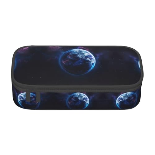 WCXTHGFA Multifunktionales Federmäppchen mit Universum-Planeten-Druck, ästhetisches Federmäppchen, Organizer, Federmäppchen, Bürogebrauch, Schwarz , Einheitsgröße, Schlüsseletui von WCXTHGFA