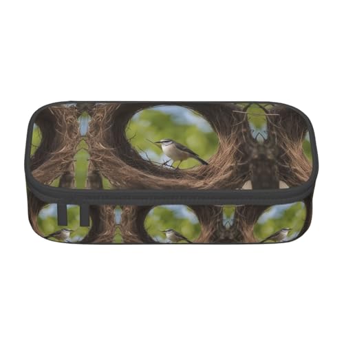 WCXTHGFA Multifunktionales Federmäppchen mit Vogelnest-Aufdruck, ästhetisches Federmäppchen, Organizer, Federmäppchen, Bürogebrauch, Schwarz , Einheitsgröße, Schlüsseletui von WCXTHGFA