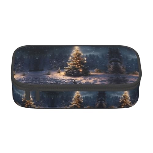 WCXTHGFA Multifunktionales Federmäppchen mit Weihnachtsbaum-Schnee-Aufdruck, ästhetisches Federmäppchen, Organizer, Federmäppchen, Bürogebrauch, Schwarz , Einheitsgröße, Schlüsseletui von WCXTHGFA