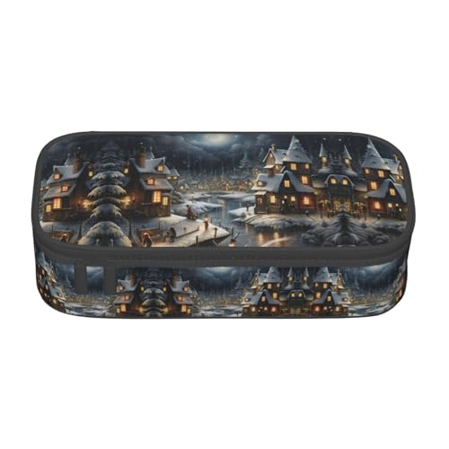 WCXTHGFA Multifunktionales Federmäppchen mit Weihnachtsdruck, ästhetisches Federmäppchen, Organizer, Federmäppchen, Bürogebrauch, Schwarz , Einheitsgröße, Schlüsseletui von WCXTHGFA