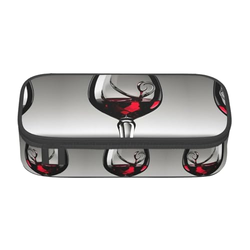 WCXTHGFA Multifunktionales Federmäppchen mit Weinglas-Aufdruck, ästhetisches Federmäppchen, Organizer, Federmäppchen, Bürogebrauch, Schwarz , Einheitsgröße, Schlüsseletui von WCXTHGFA