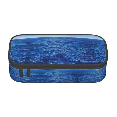 WCXTHGFA Multifunktionales Federmäppchen mit blauem Ozean-Motiv, ästhetisches Federmäppchen, Organizer, Federmäppchen, Bürogebrauch, Schwarz , Einheitsgröße, Schlüsseletui von WCXTHGFA