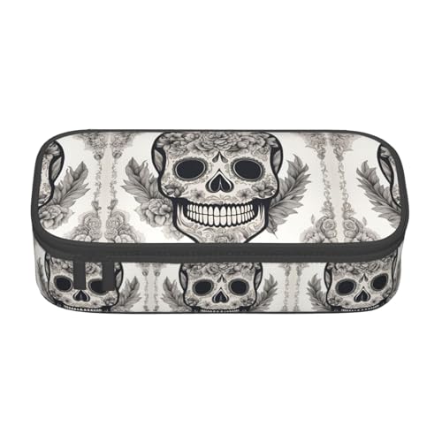 WCXTHGFA Multifunktionales Federmäppchen mit mexikanischem Totenkopf-Aufdruck, ästhetisches Federmäppchen, Organizer, Federmäppchen, Bürogebrauch, Schwarz , Einheitsgröße, Schlüsseletui von WCXTHGFA