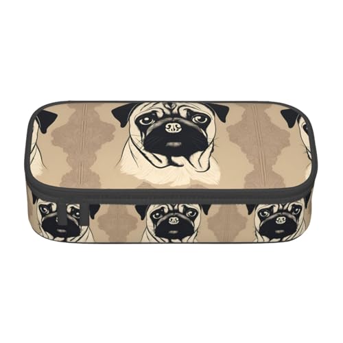 WCXTHGFA Multifunktionales Federmäppchen mit niedlichem Mops-Aufdruck, ästhetisches Federmäppchen, Organizer, Federmäppchen, Bürogebrauch, Schwarz , Einheitsgröße, Schlüsseletui von WCXTHGFA