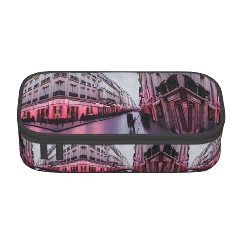 WCXTHGFA Multifunktionales Federmäppchen mit rotem Paris-Druck, ästhetisches Federmäppchen, Organizer, Federmäppchen, Bürogebrauch, Schwarz , Einheitsgröße, Schlüsseletui von WCXTHGFA