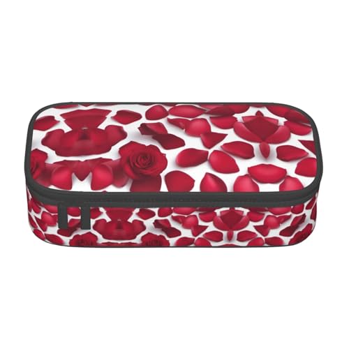 WCXTHGFA Multifunktionales Federmäppchen mit roten Rosenblättern, ästhetisches Federmäppchen, Organizer, Federmäppchen, Bürogebrauch, Schwarz , Einheitsgröße, Schlüsseletui von WCXTHGFA