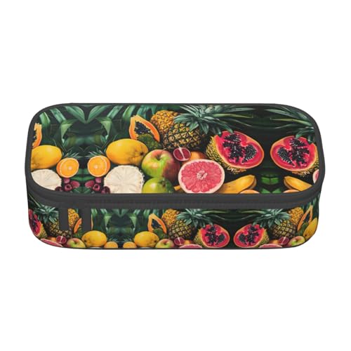 WCXTHGFA Multifunktionales Federmäppchen mit tropischen Früchten, ästhetisches Federmäppchen, Organizer, Federmäppchen, Bürogebrauch, Schwarz , Einheitsgröße, Schlüsseletui von WCXTHGFA