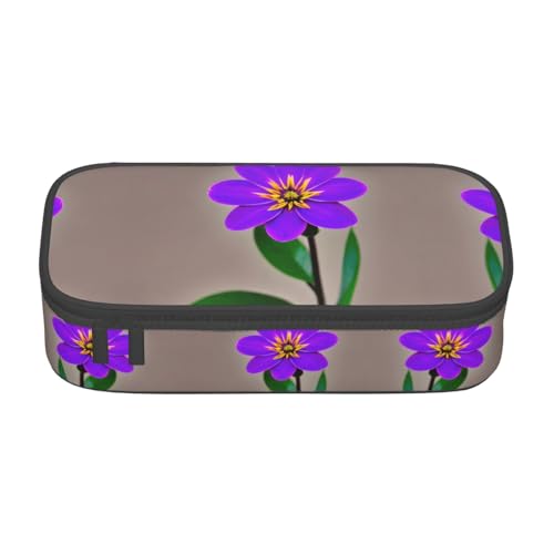 WCXTHGFA Multifunktionales Federmäppchen mit violettem Blumendruck, ästhetisches Federmäppchen, Organizer, Federmäppchen, Bürogebrauch, Schwarz , Einheitsgröße, Schlüsseletui von WCXTHGFA