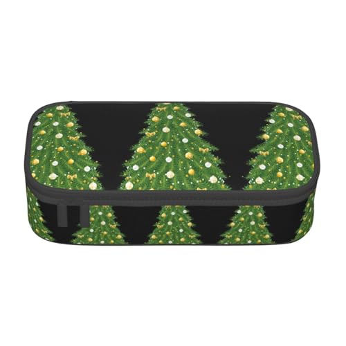 WCXTHGFA Multifunktionales Federmäppchen mit weihnachtlichem Baumdruck, ästhetisches Federmäppchen, Organizer, Federmäppchen, Bürogebrauch, Schwarz , Einheitsgröße, Schlüsseletui von WCXTHGFA