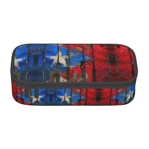 WCXTHGFA Puerto Rico Multifunktionales Federmäppchen mit Tapeten-Flaggen-Druck, ästhetisches Federmäppchen, Organizer, Federmäppchen, Bürogebrauch, Schwarz , Einheitsgröße, Schlüsseletui von WCXTHGFA