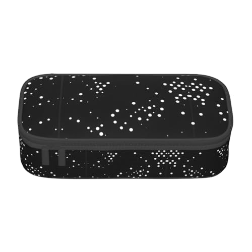 WCXTHGFA Schwarzes Federmäppchen mit rundem Punktemuster, großes Fassungsvermögen, ideal für Reisen oder den täglichen Gebrauch, Schwarz , Einheitsgröße, Kosmetiktasche von WCXTHGFA