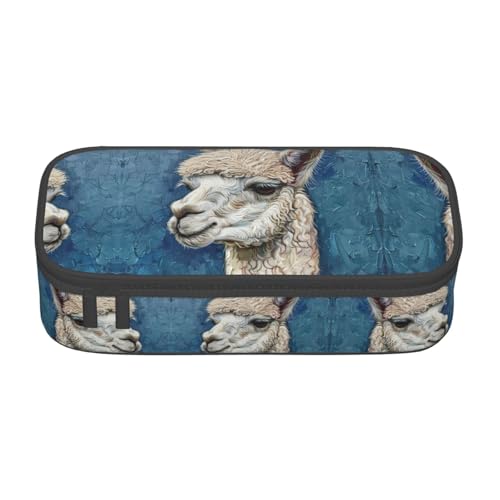 WCXTHGFA Stilvolles Federmäppchen mit Alpaka-Lama-Druck, großes Fassungsvermögen, ideal für Reisen oder den täglichen Gebrauch, Schwarz , Einheitsgröße, Kosmetiktasche von WCXTHGFA