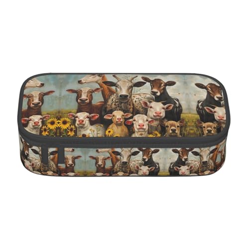 WCXTHGFA Stilvolles Federmäppchen mit Bauernhoftierdruck, großes Fassungsvermögen, ideal für Reisen oder den täglichen Gebrauch, Schwarz , Einheitsgröße, Kosmetiktasche von WCXTHGFA