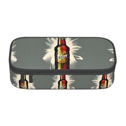 WCXTHGFA Stilvolles Federmäppchen mit Bierblasen-Druck, großes Fassungsvermögen, ideal für Reisen oder den täglichen Gebrauch, Schwarz , Einheitsgröße, Kosmetiktasche von WCXTHGFA