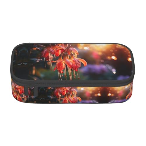 WCXTHGFA Stilvolles Federmäppchen mit Blumenmuster, großes Fassungsvermögen, ideal für Reisen oder den täglichen Gebrauch, Schwarz , Einheitsgröße, Kosmetiktasche von WCXTHGFA