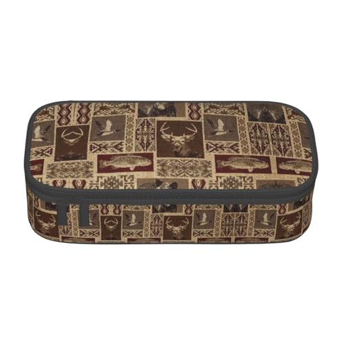 WCXTHGFA Stilvolles Federmäppchen mit Elchbär-Motiv, großes Fassungsvermögen, ideal für Reisen oder den täglichen Gebrauch, Schwarz , Einheitsgröße, Kosmetiktasche von WCXTHGFA