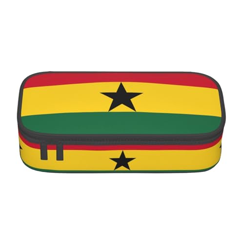 WCXTHGFA Stilvolles Federmäppchen mit Flagge von Ghana, großes Fassungsvermögen, ideal für Reisen oder den täglichen Gebrauch, Schwarz , Einheitsgröße, Kosmetiktasche von WCXTHGFA