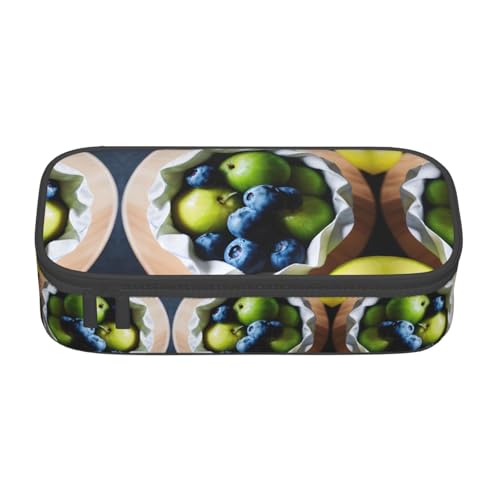 WCXTHGFA Stilvolles Federmäppchen mit Fruchtbild, großes Fassungsvermögen, ideal für Reisen oder den täglichen Gebrauch, Schwarz , Einheitsgröße, Kosmetiktasche von WCXTHGFA